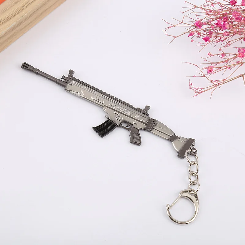 2024 Exquisite Mini Gun Model Solar Keychain Metal Fans Key Ring Toy Gift