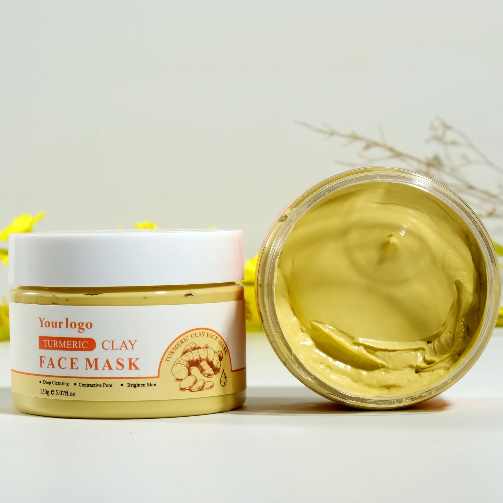 Изготовленная на заказ Органическая маска для лица Уход за кожей Детокс отбеливающая куркума муравьиная глиняная маска