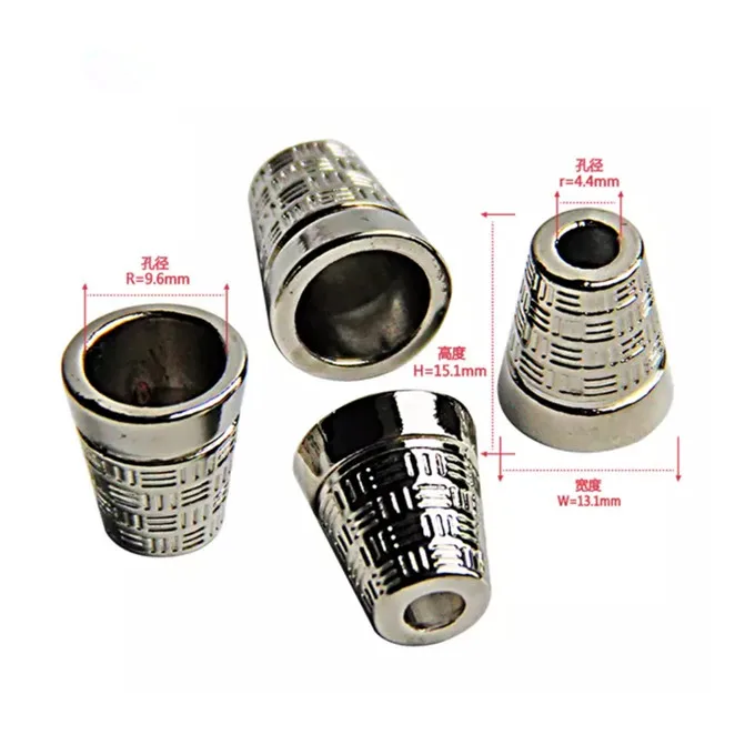 Пользовательские светлые золотые шнурки, металлические конусные пробки для шнура, аксессуары для одежды