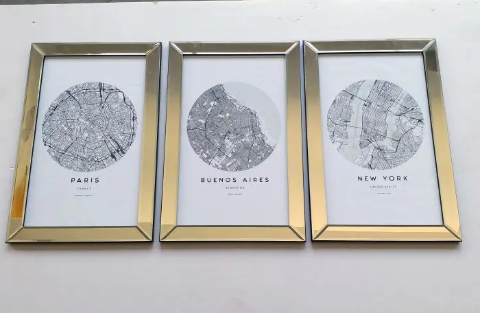 3 photo collage mirror photo frame for wall decoration