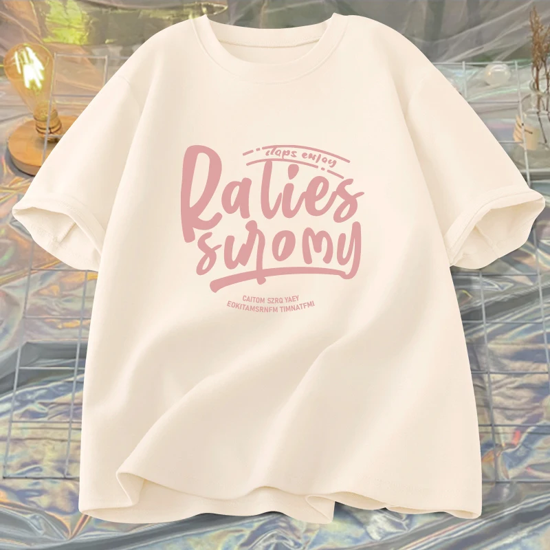 T-shirts for Girl Children Jersey Short Sleeve OEM Service Custom Label Print Single Jersey 100% Cotton Plain Dyed Smart Casual