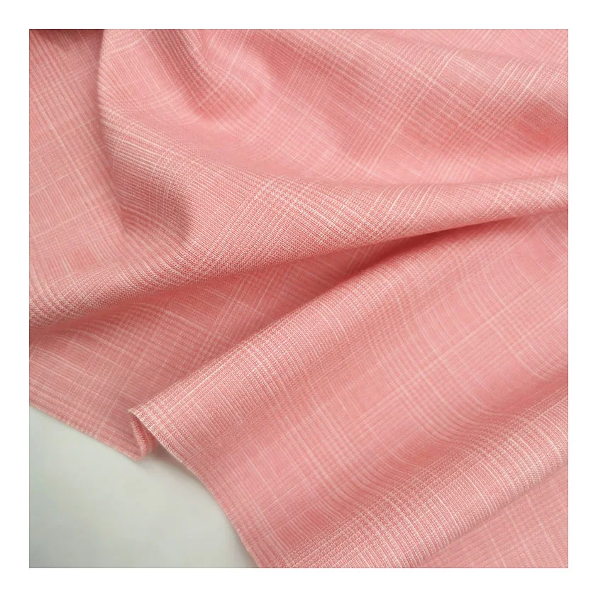 Plaid Fabric 6% tencel 5% linen 2% spandex 7% rayon 80% polyester soft and comfortable plaid fabric for garment/home textiles