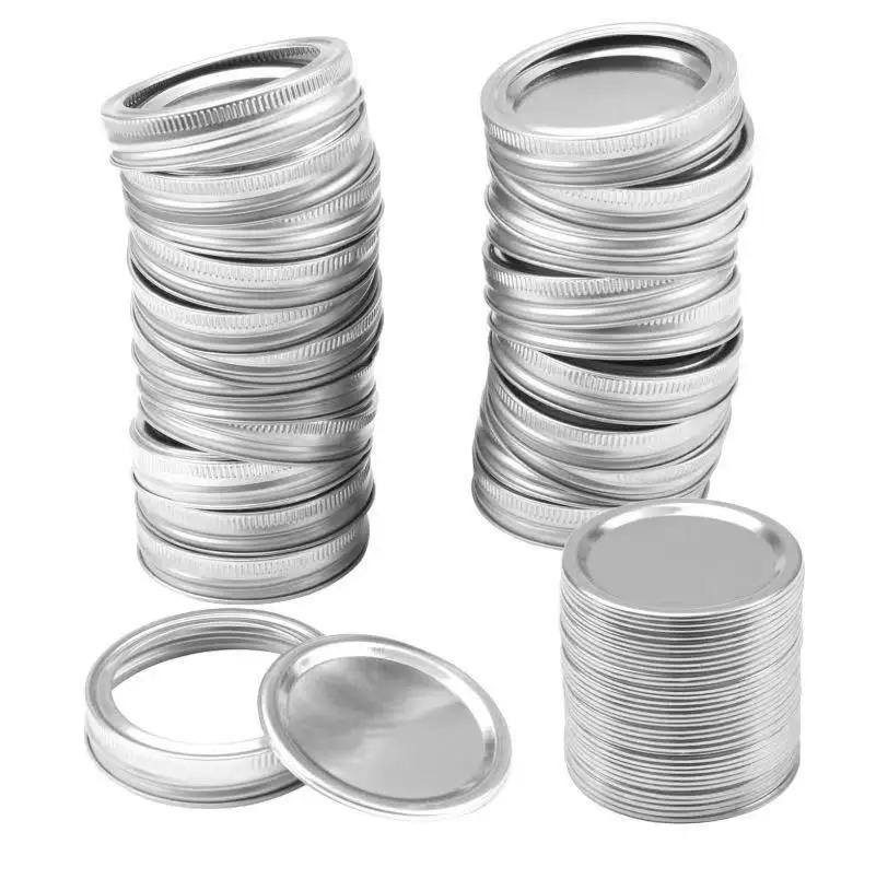 Cheap Price Regular 70mm Gold Canning Lids Wide Mouth 86mm Silver 2 Pieces Plate Band Aluminum Metal Tin Mason Jar Canning Lids