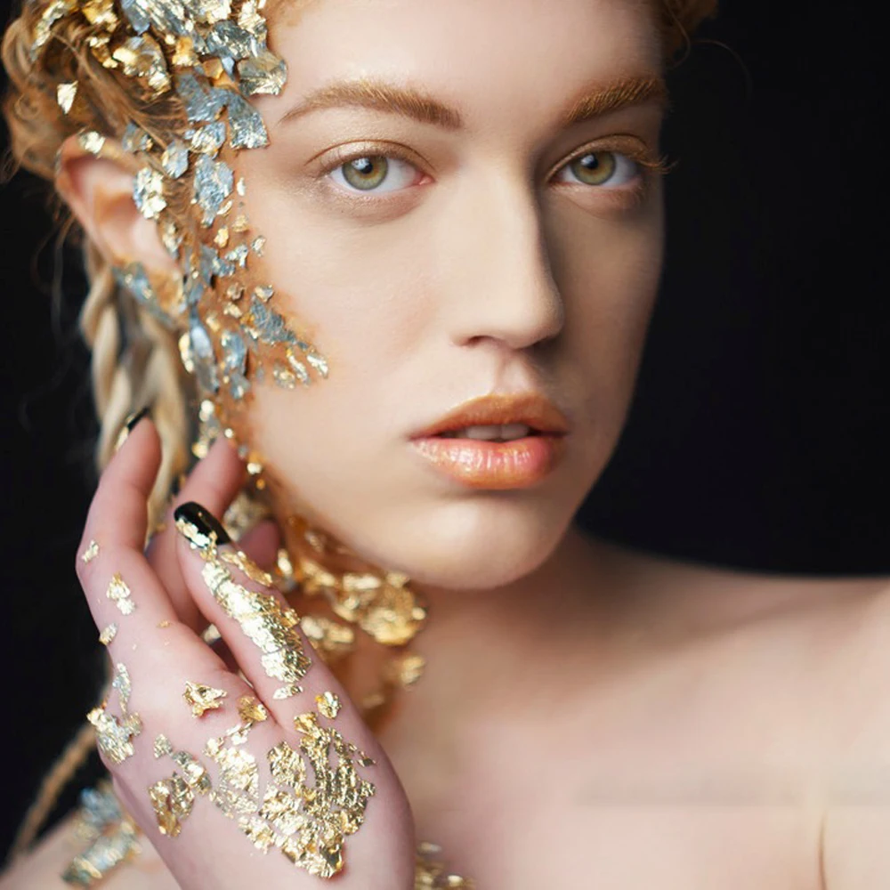 1g Per Bottle Multipurpose Kinno 24k Edible Gold Leaf Flakes for Coffee Drinks Beverages Make Up Decor