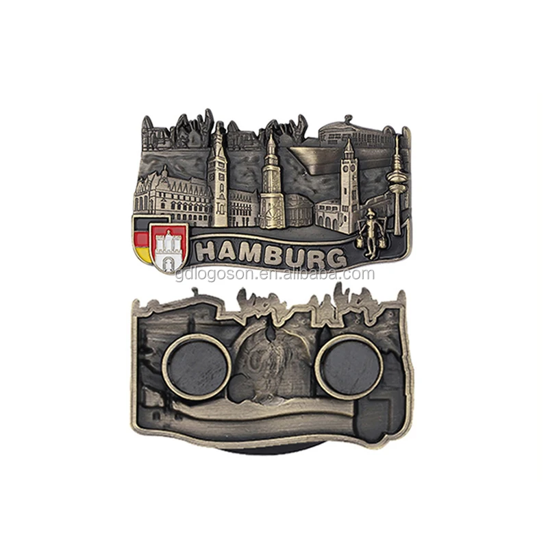 Engraved Embossed Hamburg Fridge Magnet Travel Souvenirs Sticker Germany Refrigerator Magnet