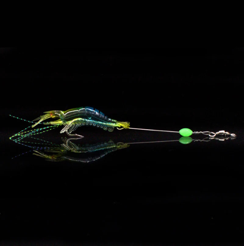 Jetshark Realistic Artificial Soft 8cm 5.4g Shrimp Lure Hook with Leader Cord Trace Luminous Predator Fishing Baits