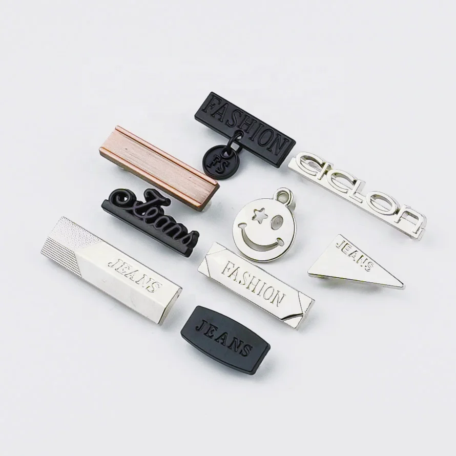JinYi Hardware OEM ODM Brand Logo Design Decorative Zinc Alloy Custom Metal Label Tag for Clothing