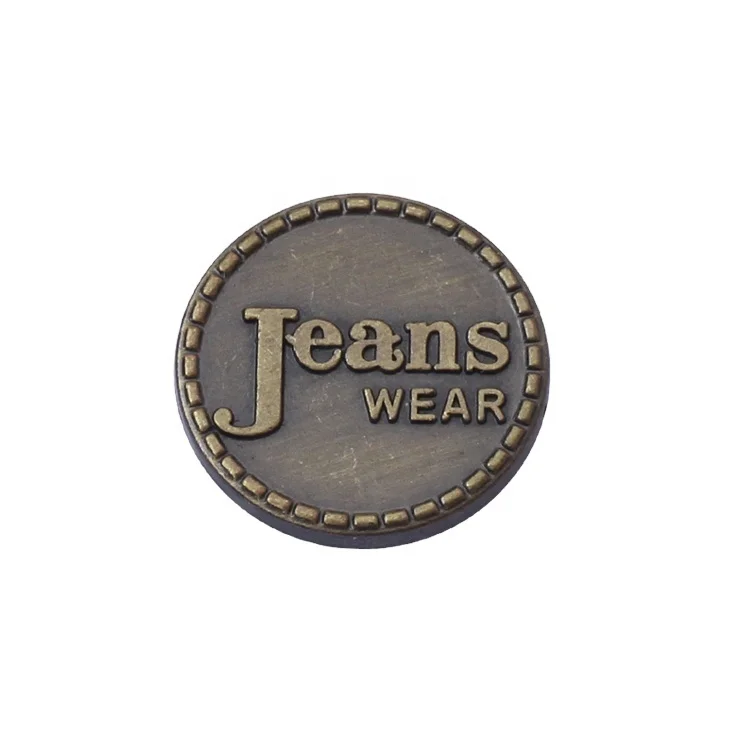 Wholesale jeans logo embossed press button zinc alloy antique snap pants buttons in stock