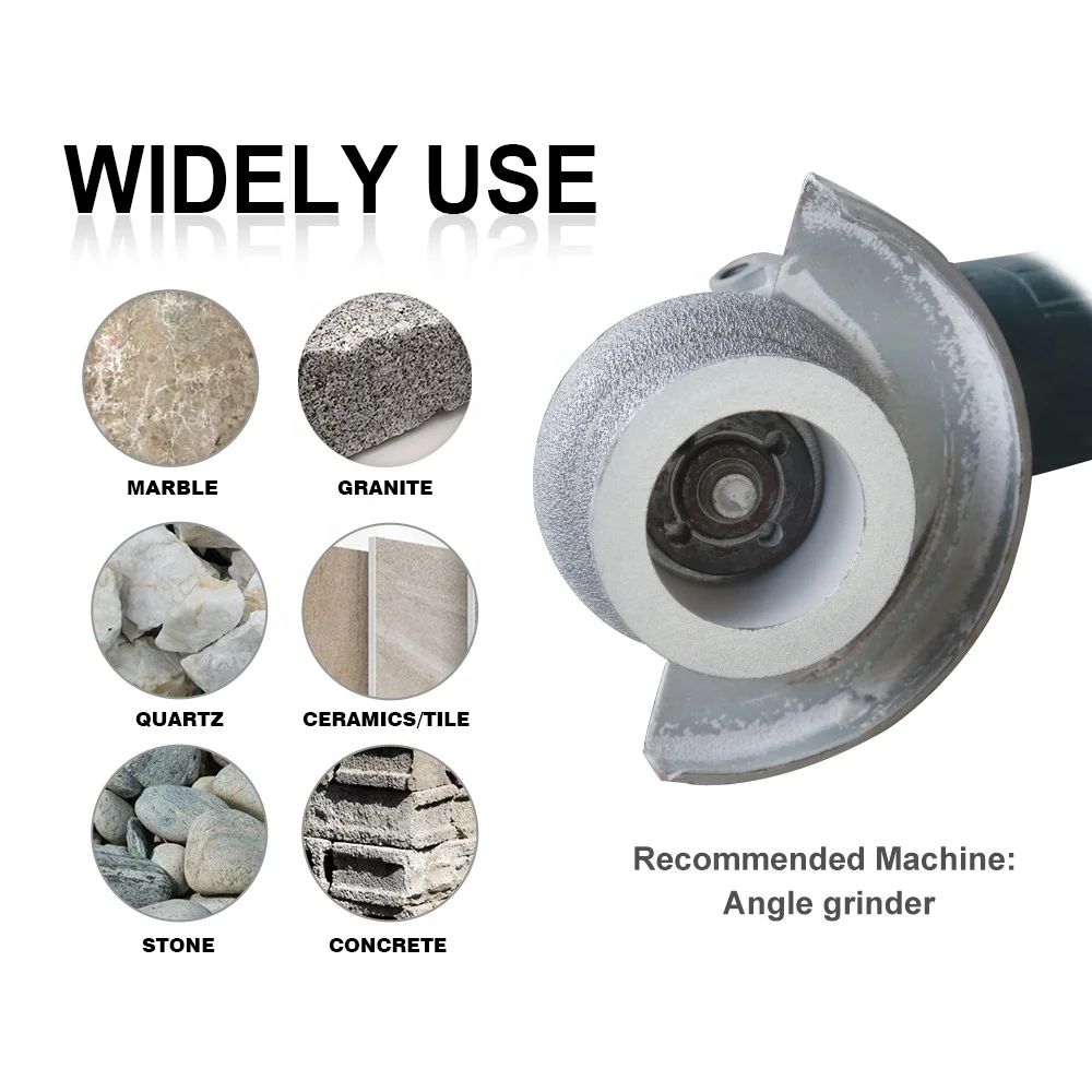 3-3/8 inch(85mm) Vacuum Brazed Diamond Hand Profile Grinding Wheel Grinding Disc for Angle Grinder on Marble Ceramic Quartz