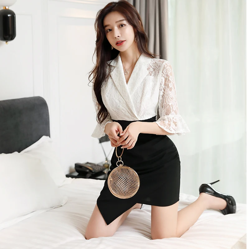 Modern Style Hotel Reception Spa Hot Spring Sauna Uniforms Red White Black Hotel Receptionist Tunic Uniform