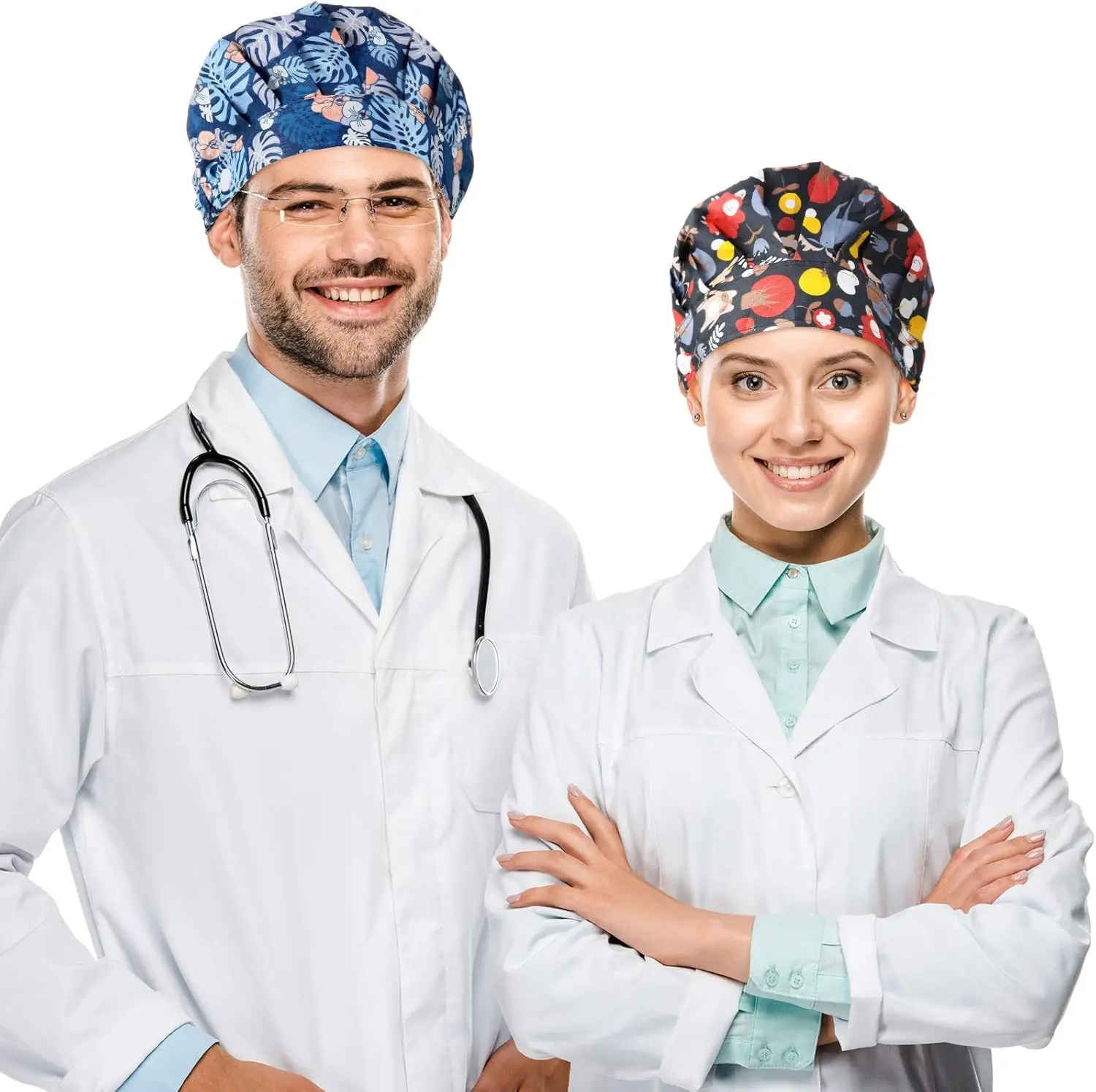 Nurse cap hat designed for easy donning and doffing Ponytail Pouch Hair Holder Nurses New Print Surgical Cap Medical Cap