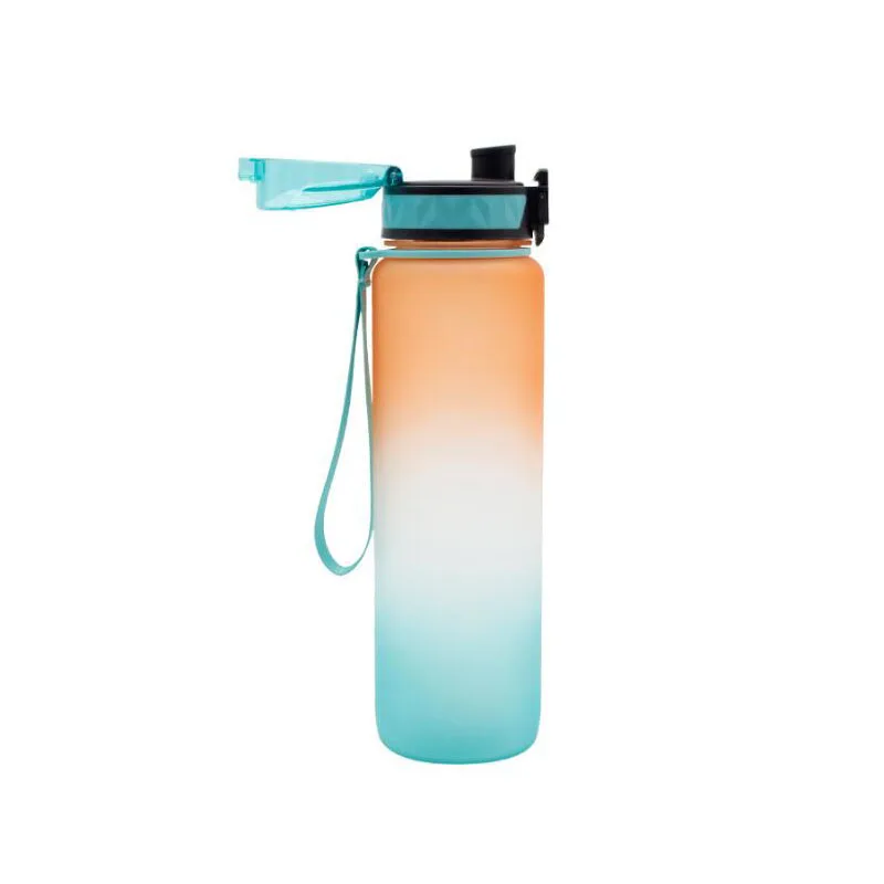 
Ins Hot Sale 1000ml Giant Colorful Gradients Plastic Gym Drinking Water Bottle 