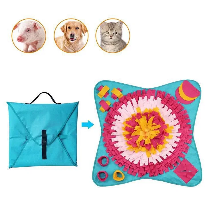 70*70cm Large Snuffle Mat Washable Pet Feeding Nosework Treats Mat Foldable Dog Sniffing Met