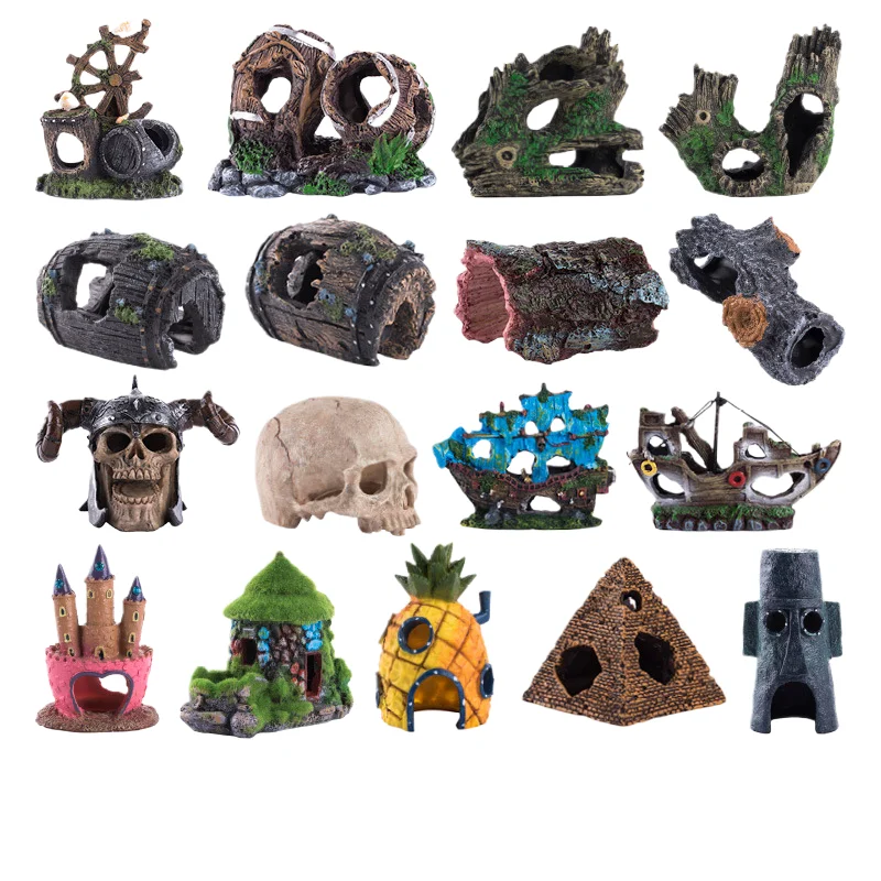 Shiqu Water-absorbing Bonsai Stone Rockery Fish tank Shrimp Hole to Avoid Canned Jewelry Resin Trinket Accessories