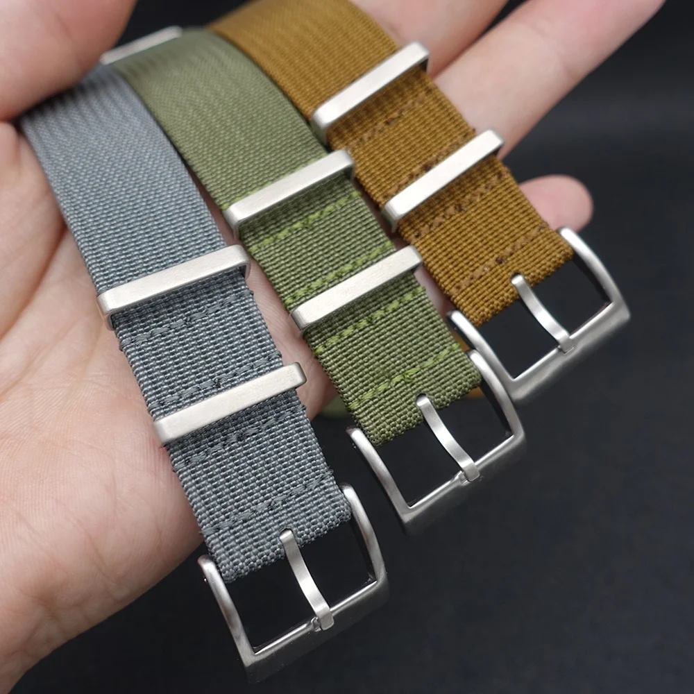 Hot Selling Factory Sport Breathable Wristband 18mm 20mm 22mm Ribbed Nylon Watch Strap 19mm 21mm 24mm