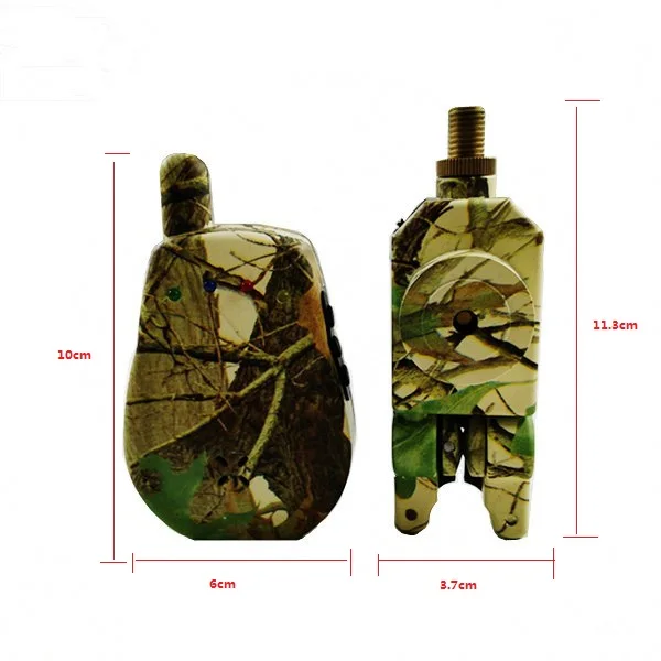 JZH-RF598 4+1 High Voice 4 LED colors Waterproof Camo Fishing Bite Alarm with PU box