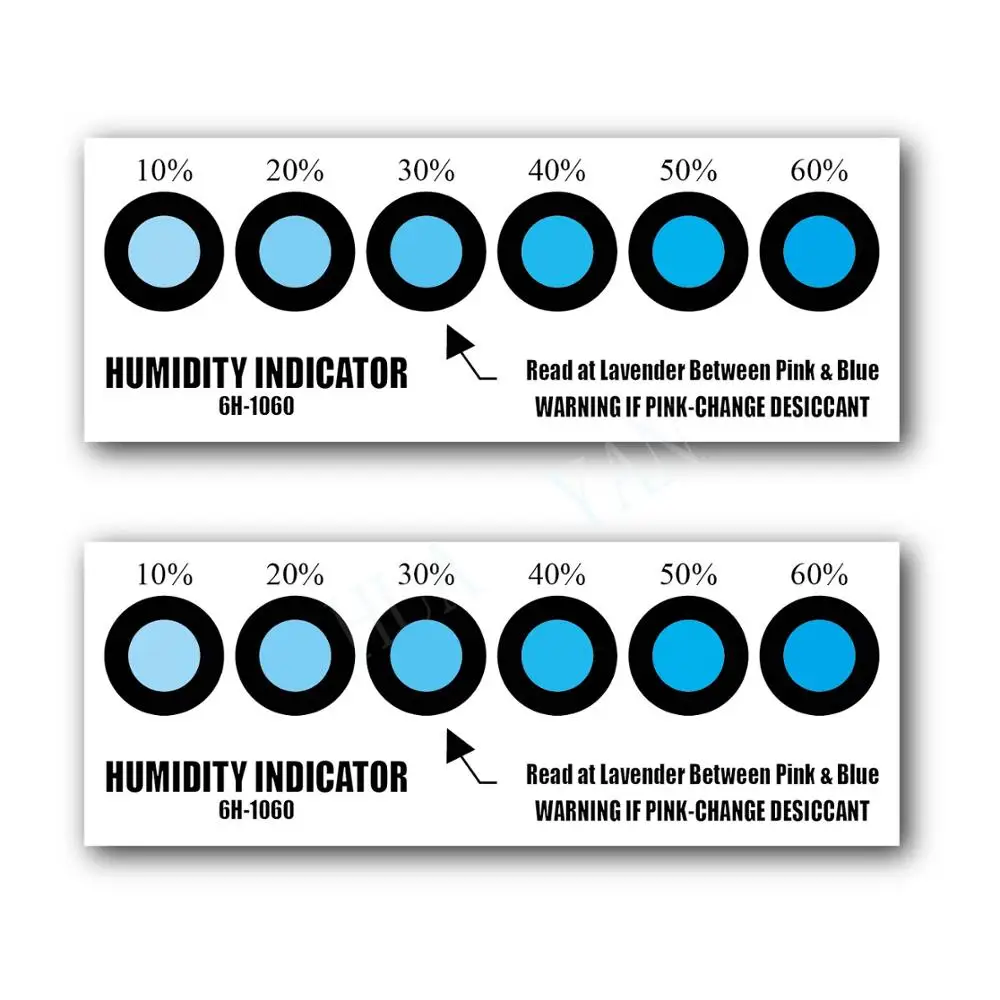 
The popular HY brand customized Cobalt and Halogen Free 10% 20% 30% 40% 50% 60% humidity indicator cards 