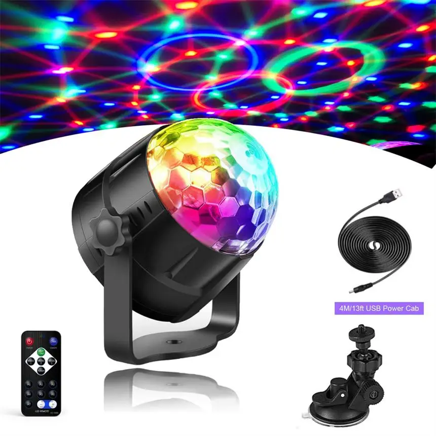 Music Rhythm Led Flashing Dj Atmosphere Lighting Small Magic Ball Disco Strobe 7 Color Rotating Sound Party Lights