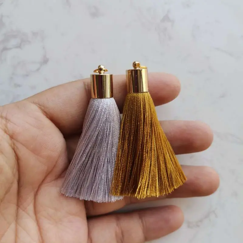 NANA free sample 1000 colors 5cm gold silk  tassels for jewelry, 100% rayon tassel silk