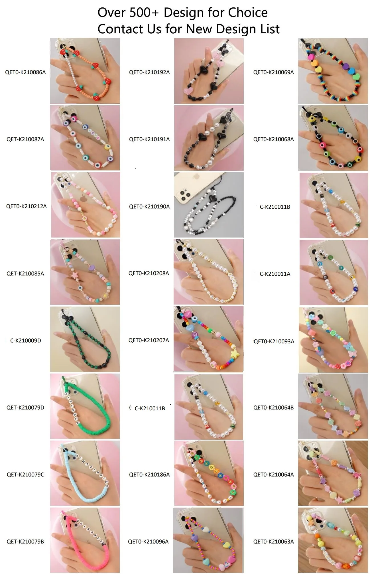 Trending Products 2022 Phone Case Chain Wristlet Cord Colorful Wrist Cell Phone Chain Thick Green Beaded Phone Charm Flatback