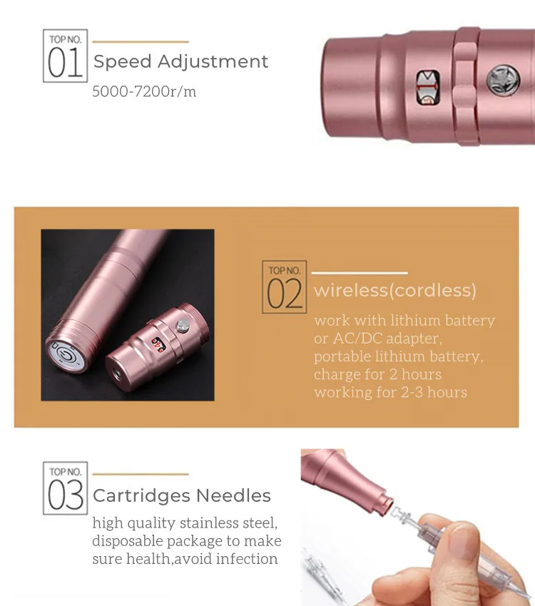 Lithium battery lips microblading machine dermografo professional eye brow tattoo machine private label