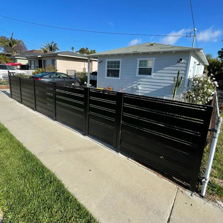 Cheap Price Black Steel Fence Panels 3 Rail Aluminum Ranch Goat Fence Decorative Horse Slat Fencing