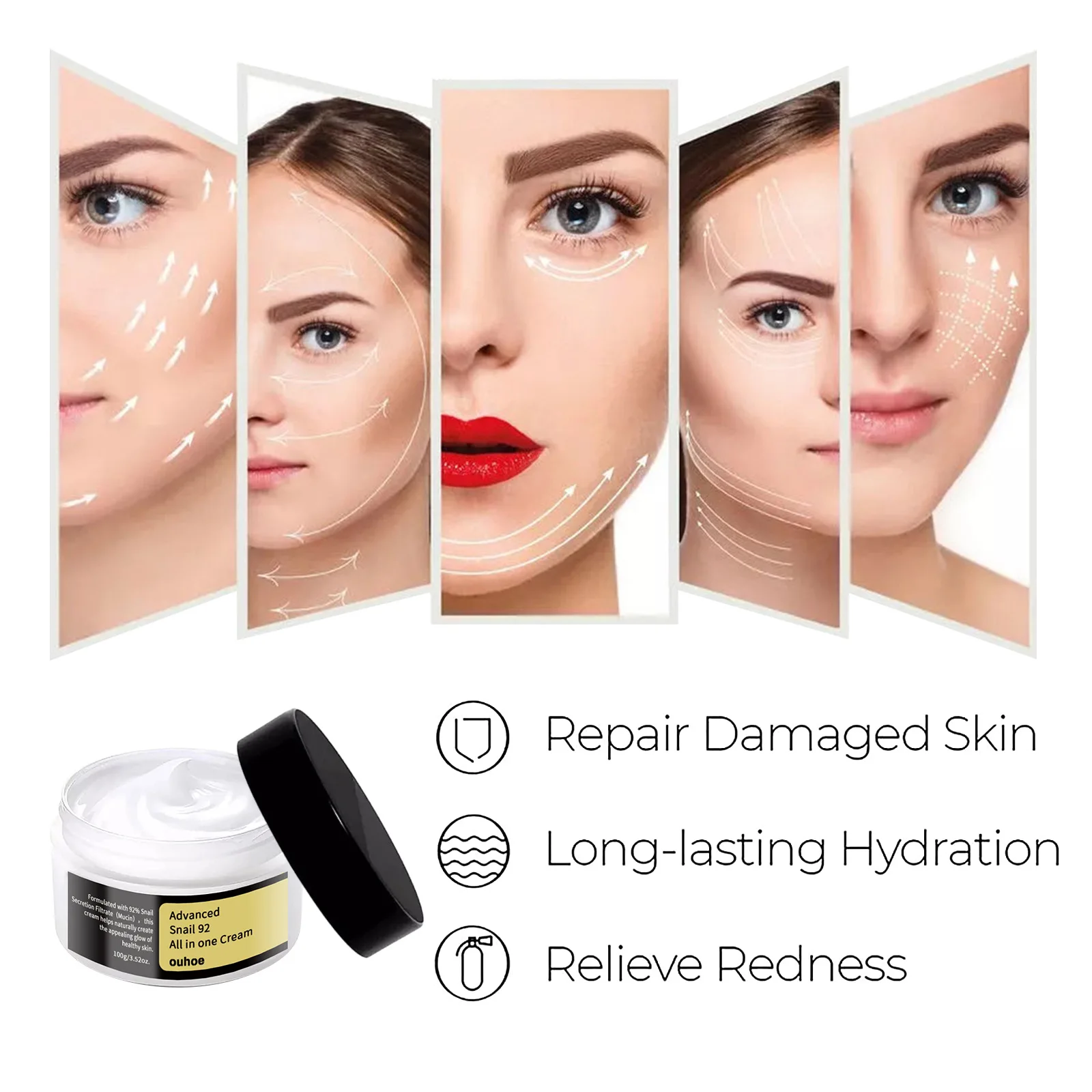 Snail Soothing Cream Firming Moisturizing Skin Care Brightening Soothes Advanced Snail 92 All in one Cream