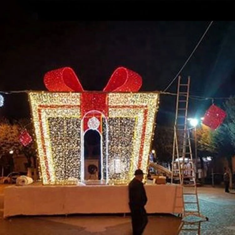 Christmas Decoration Outdoor waterproof Led Street Motif Round Cylinder 3d Gift Box motif light