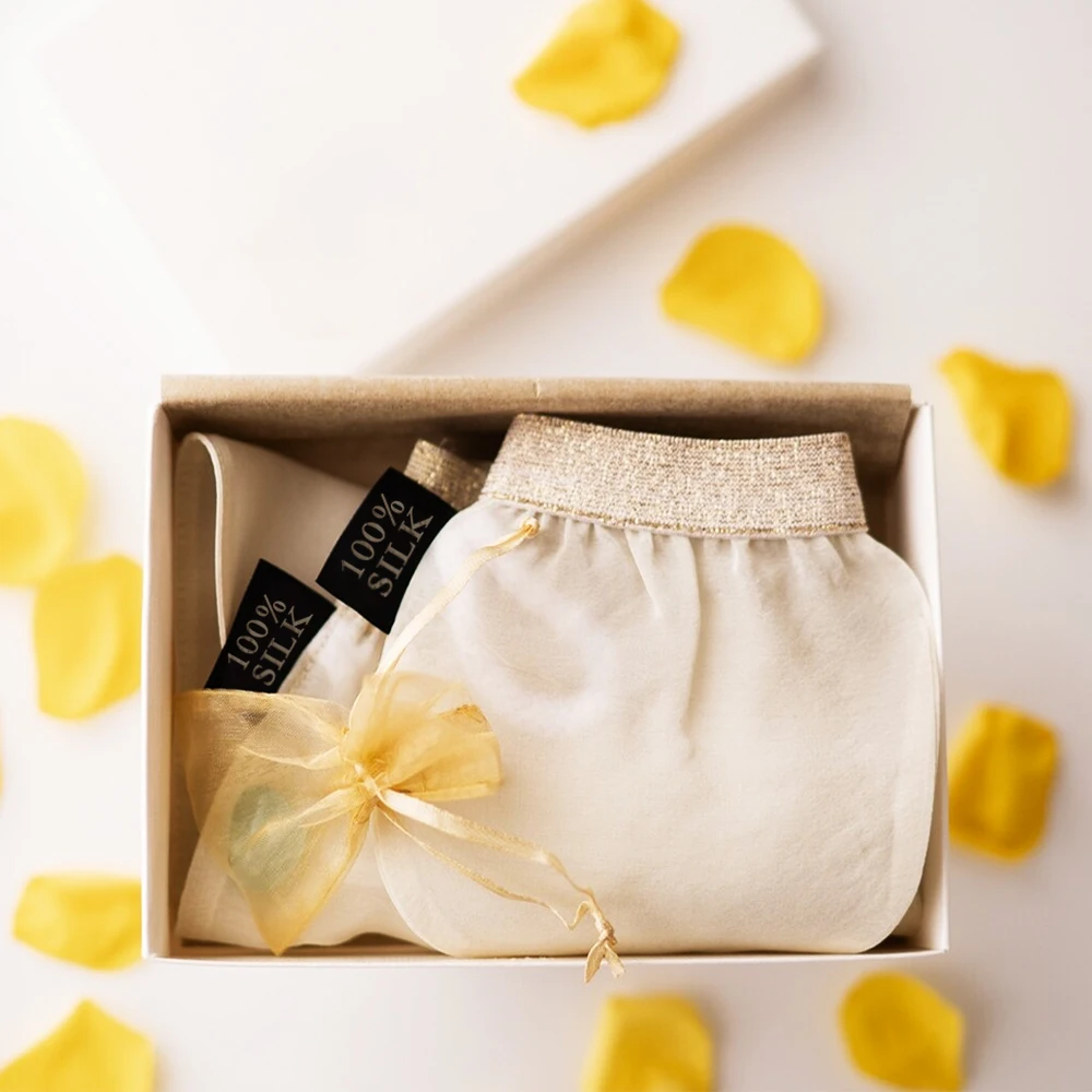 Tiktok Hot Selling Raw Silk Exfoliating Gloves Deep Cleansing Body Scrub Mitt With Logo