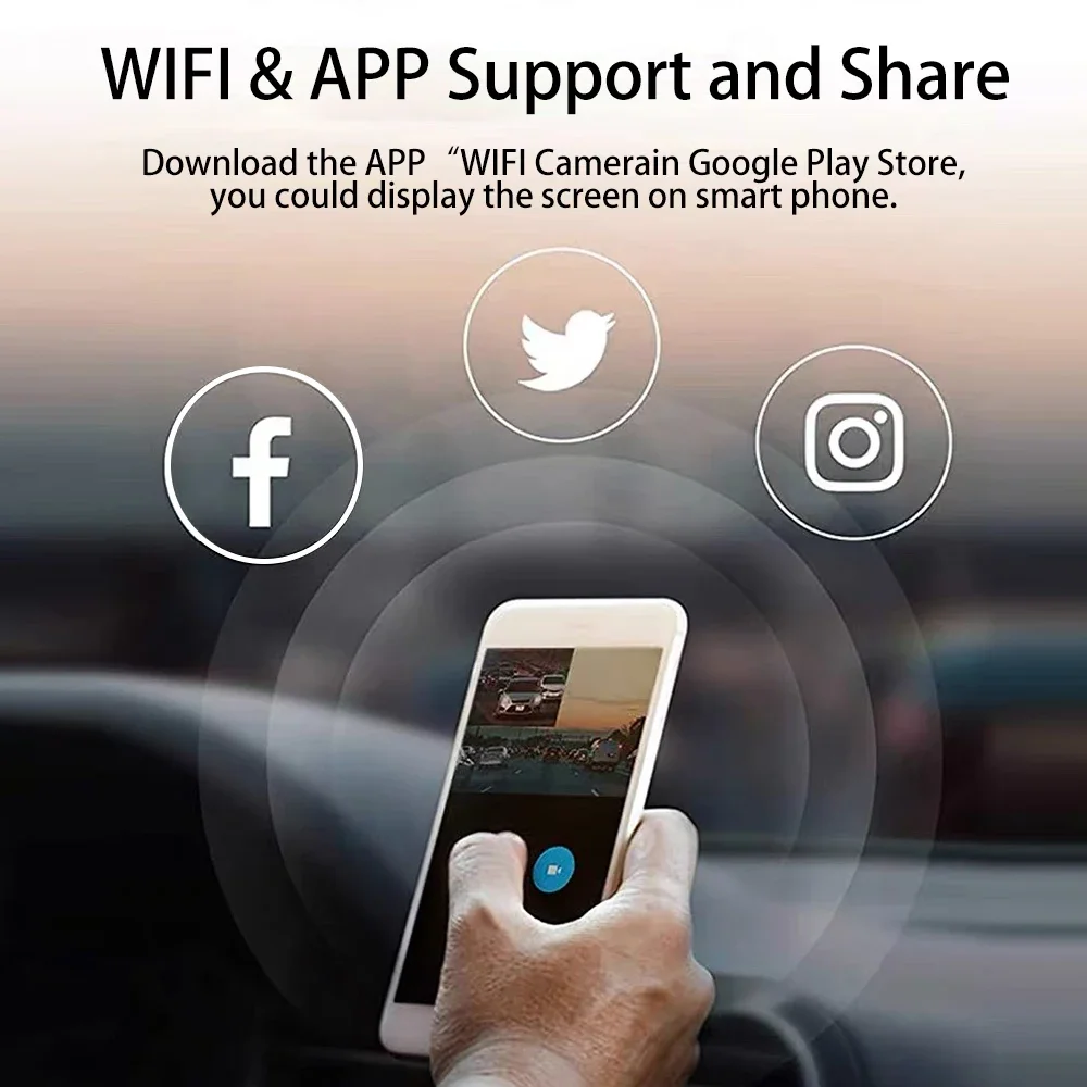 360 Hidden Dash Cam 4 Channel 1080P GPS & WiFi CPL Dual Lens Light Night Vision with Rear Lens Car DVR Car black box