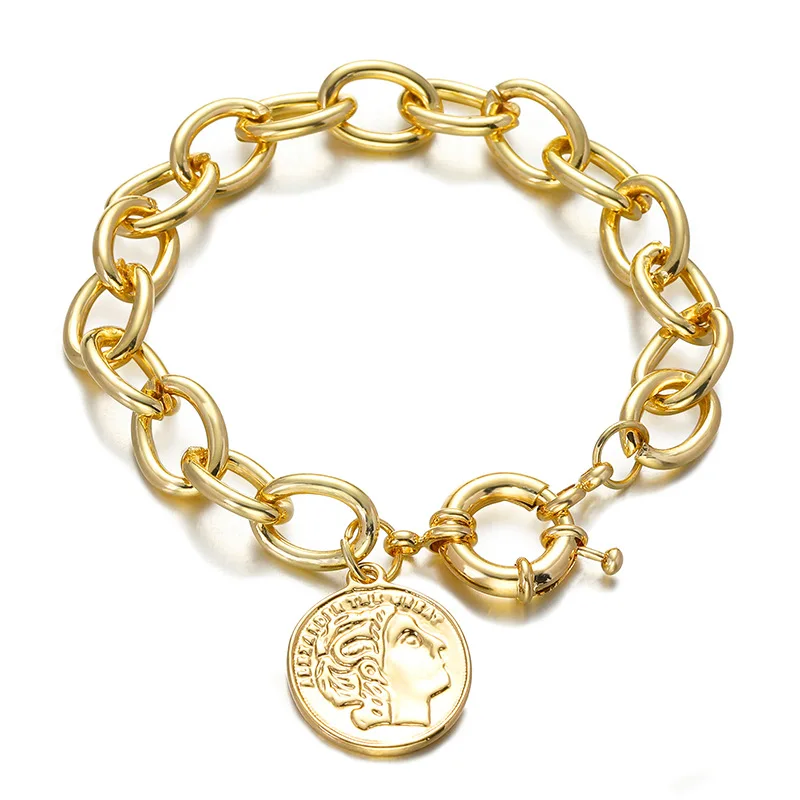 Indians Chunky Gold Plated Design Jewelry Link Bracelet Coin Bracelet For Women