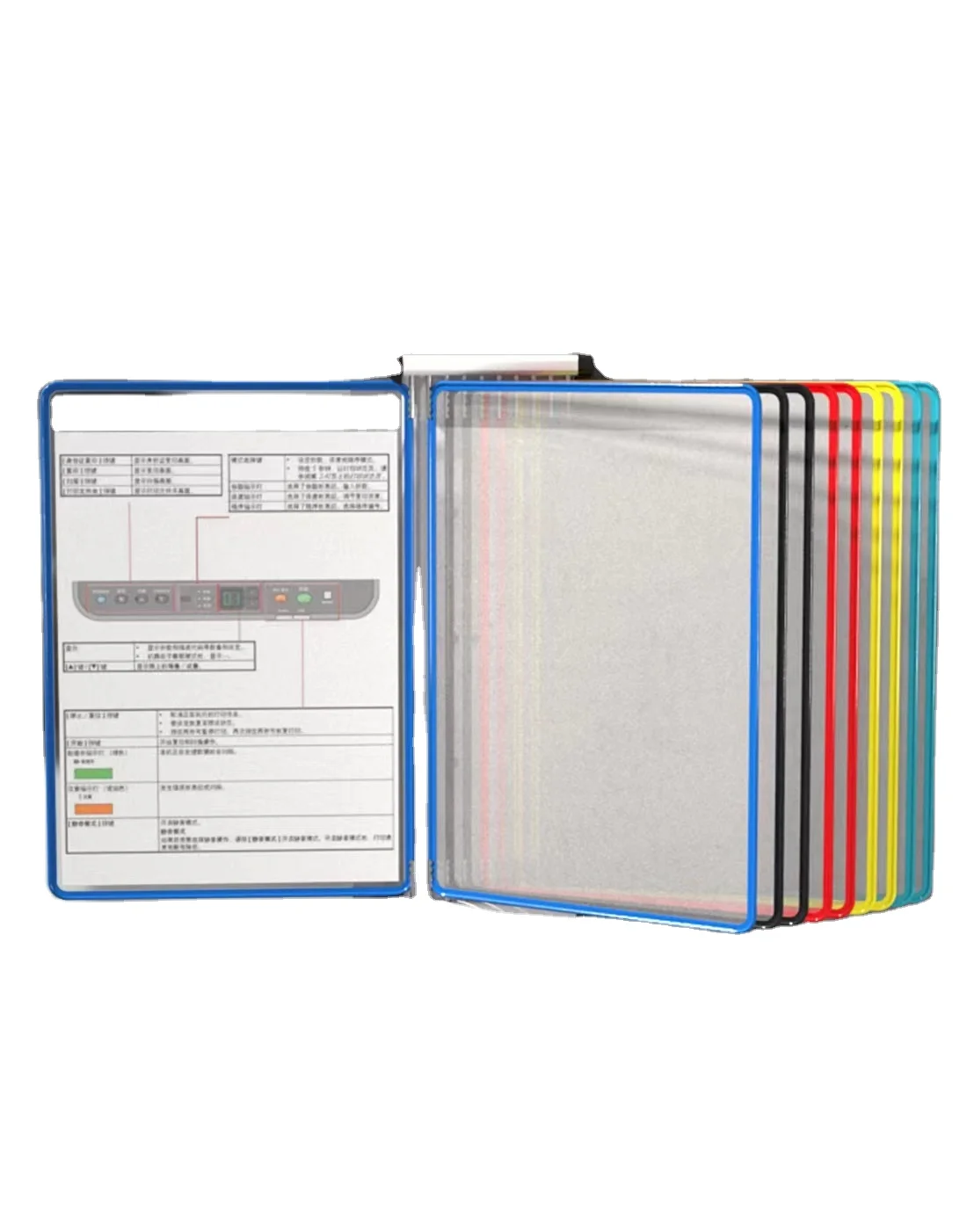 Wall Mount Reference and Display System with 5 Letter-Size Pockets in Assorted Colors