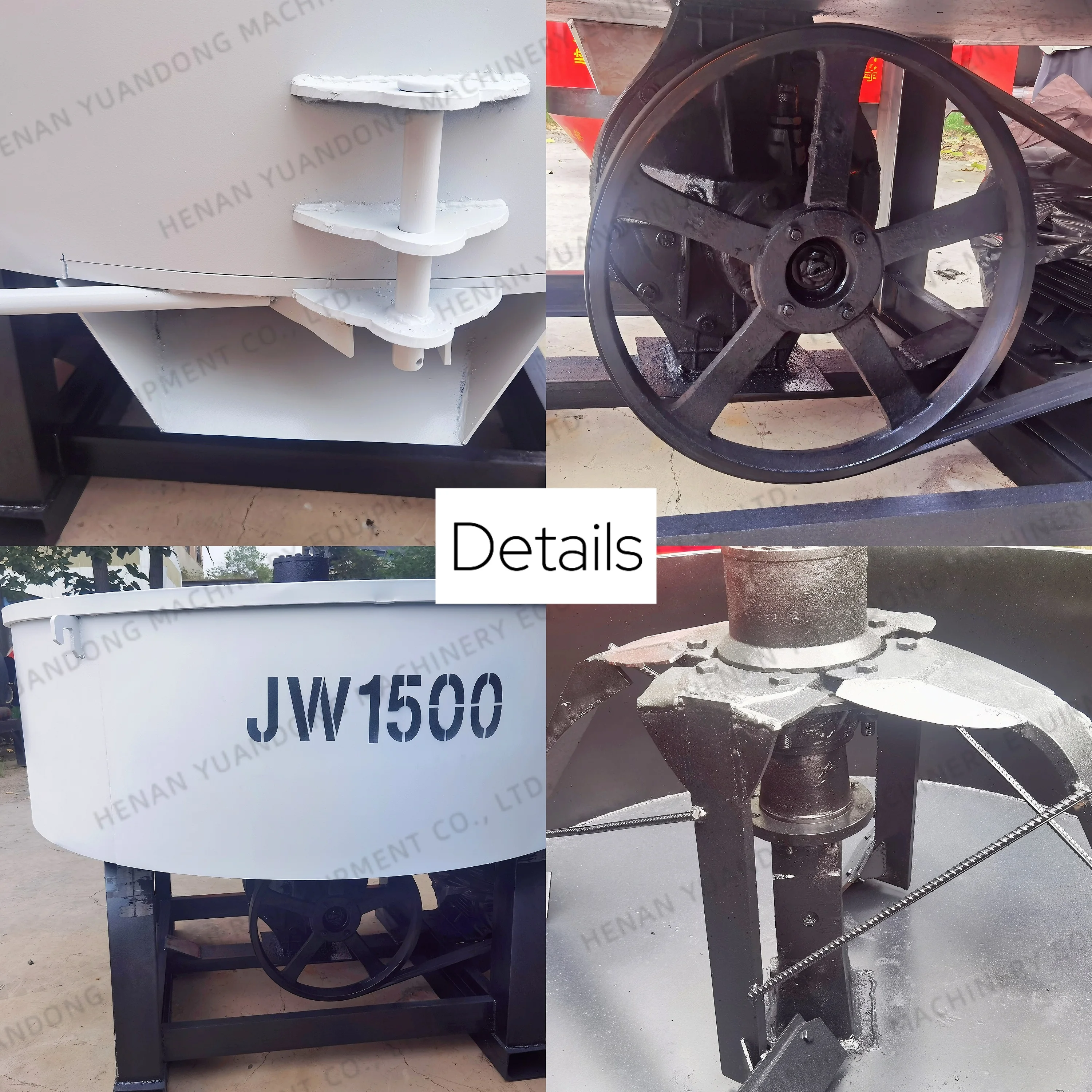JW400 Diesel Engine Customized Color Concrete Pan Mixer With Wheels Best Quality Flat Mixing Tank For Sale