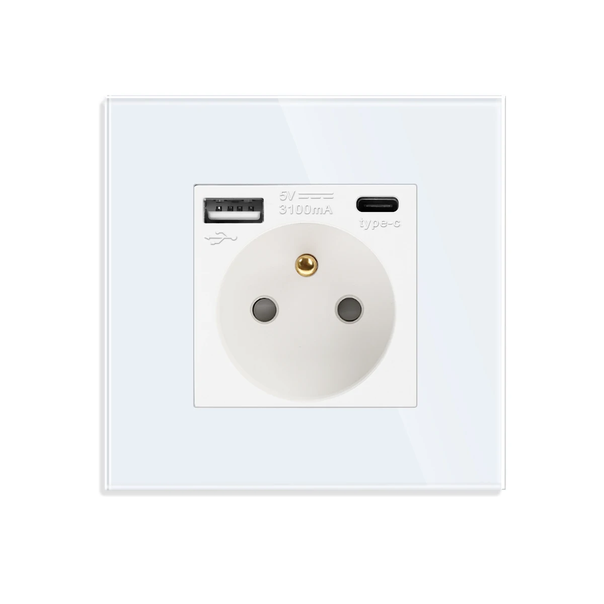 Bingoelec 5V French Electrical Schuko Socket 18W Fast Charging USB Type C Power Wall Plug Socket Bticino Logo EU 1 USB + Type-c