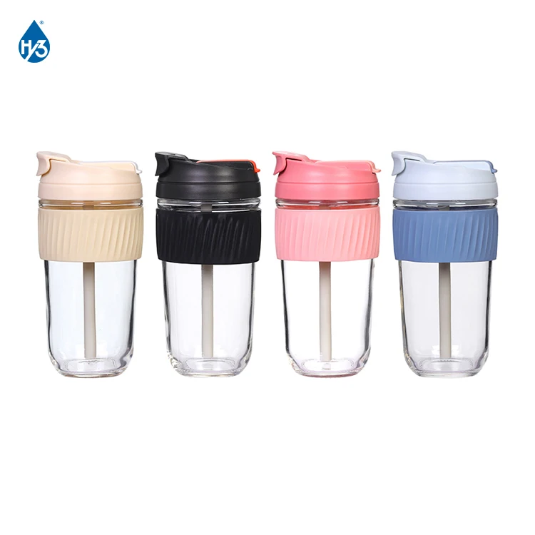 540ML Custom Eco Friendly Candy Color Hand Holding Coffee Cup Glassware Manufacturer Wholesale Hand Madee Coffee Cup