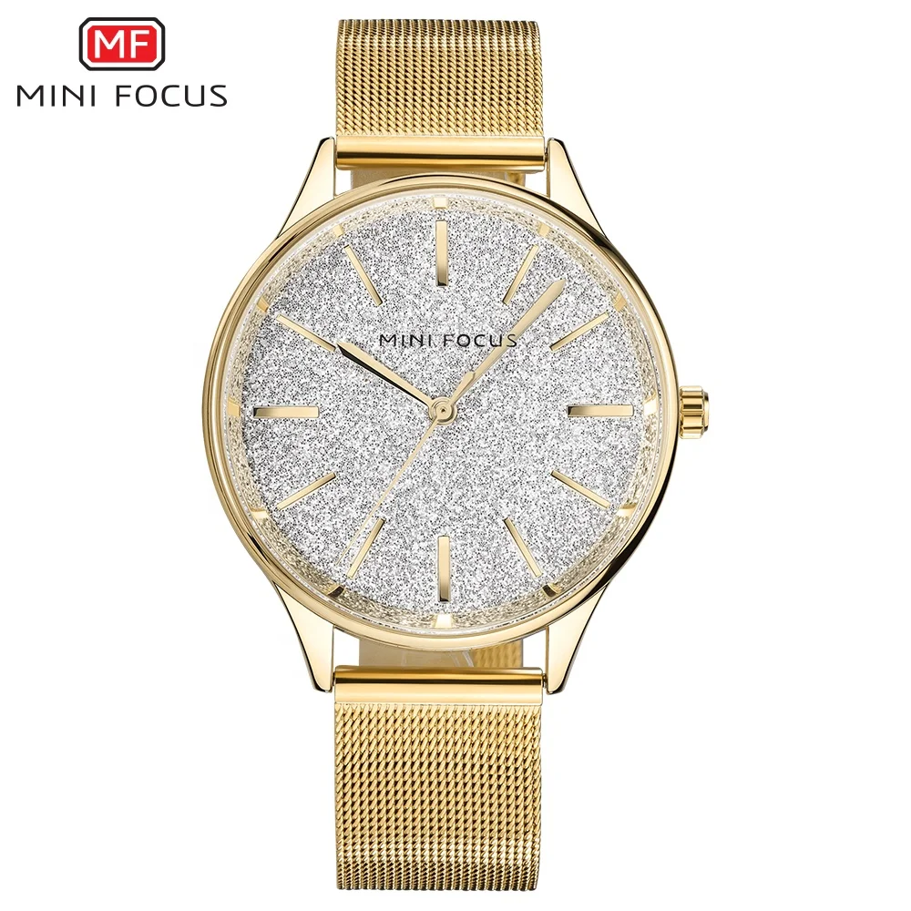 MINI FOCUS MF0044L High quality Diamond Shining women luxury brand ladies watches women wrist quartz watches with Leather band