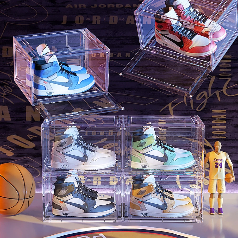 Plastic Shoe Box Transparent Stackable Shoes Bin Shoe Container Storage Boxes Clear