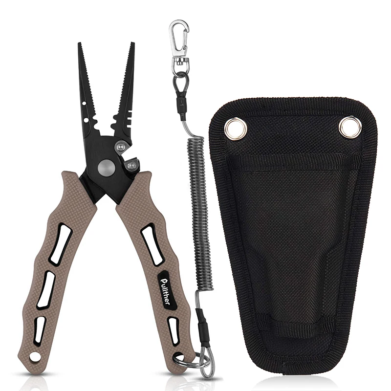 7-inch 402 stainless steel open-loop fishing pliers, tungsten carbide cutter, multifunctional color fishing equipment