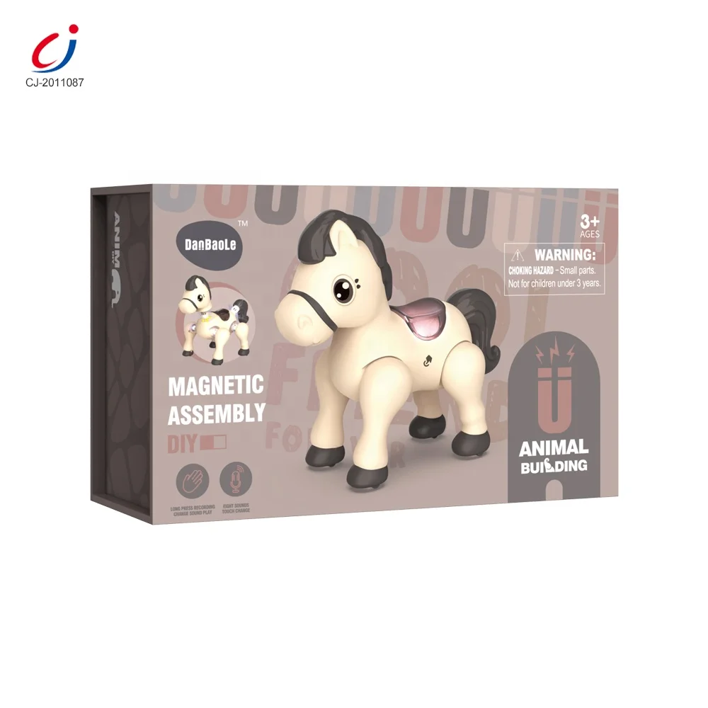 Education magnetic assembly take apart simulation 3d horse recording audio retelling building diy animals
