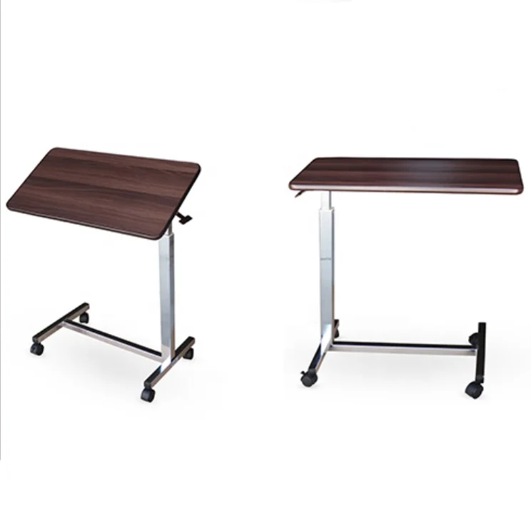 Wooden rotated table top Adjustable Rotating Hospital Over Bed Table Table for Hospital or Home Office or Bedroom Easy transport