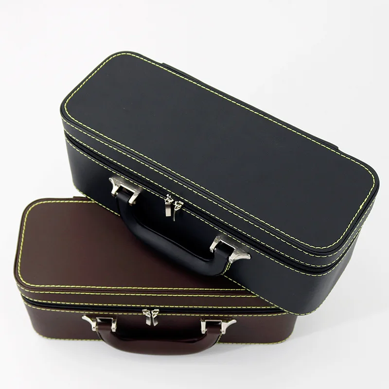 Jewelry Small Suitcase Box Ring Necklace Earring Storage Zipper Case with Handle Custom PU Leather Pru Leather Velvet Watch Box