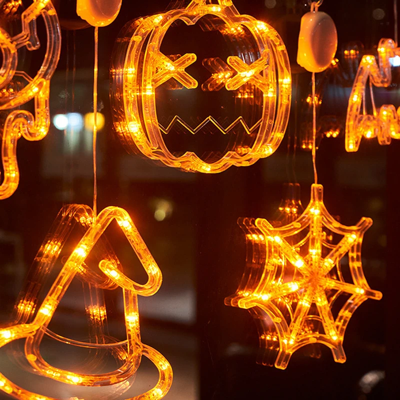 New Design Flashing Chandelier Pending Sucker Window Light Halloween Party Decoration Hanging Lights Festive Ambient Light