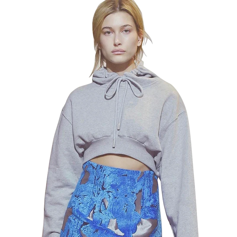 Free Shipping Fashion Cotton Women Clothing Sexy Custom Street Wear Customs Logo Close Bottom Crop Top Hoodie with free hang tag