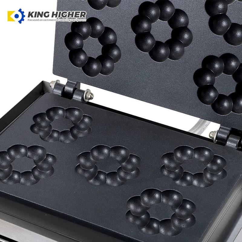 Professional Commercial Stainless Steel Non-Stick hole Donut Flower Waffle Maker Electric Home Street Food Snack Machine