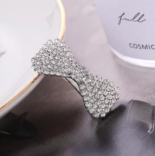 Summer Korean New Hair Accessories Full Diamond Bow Hairpin Exquisite Rhinestone Edge Clip BB Clip