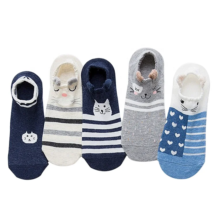 
Multi color mositure wicking Cartoon Pattern Girls Invisible Socks Custom Women Calcetines Ankle Socks 