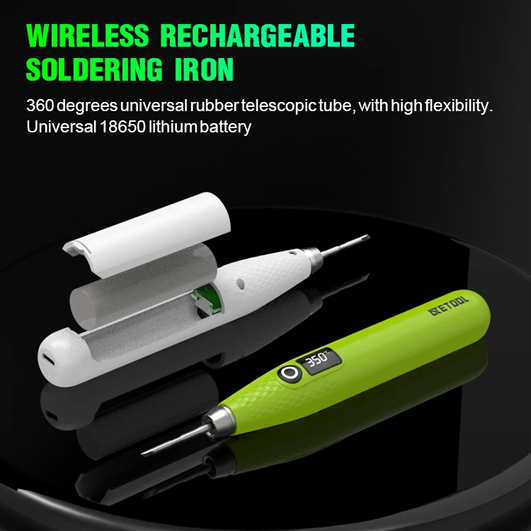 USB-C soldering iron pen AE710D built-in battery 18650 easy to disassemble and replace