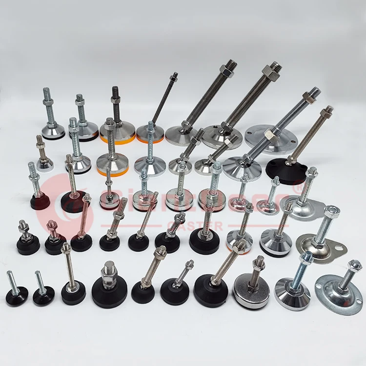 Customized 40mm ~150mm Diameter Zinc Plated Stainless Steel M16 Rubber Adjustable Screw Leveling Feet Bolt