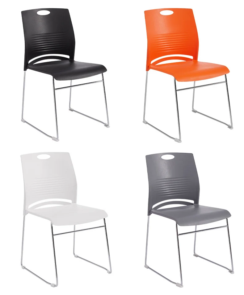 Cheap Modern Waiting Train Room Executive Furniture Stackable Armless Metal Sled Base PP Plastic Office Visitor Chair