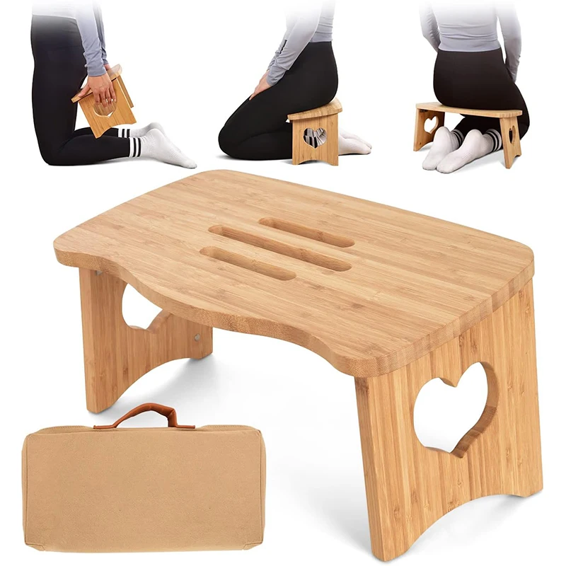 WDF Trending yoga meditation bench stool chair meditation folding chair bamboo meditation chair for relax mind and body